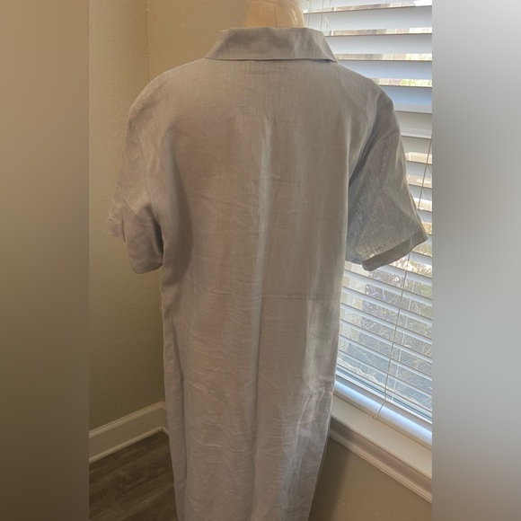 Sweet Jessie Women’s Petite 1X Light Blue Button Down Shirt Dress 100% Linen - Picture 7 of 13